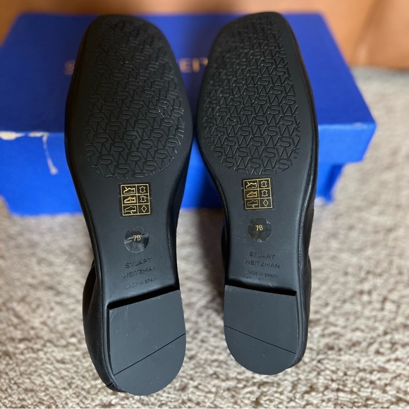 STUART WEITZMAN Bardot Nappa Leather Ballet FLats, Black, 7B (Run Narrow!) - Picture 7 of 8